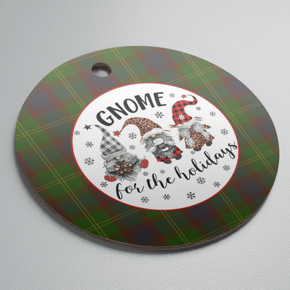 Clan Durie Tartan Tartan Crest Gnome Round Ceramic Ornament XK61 Durie Tartan Tartan Christmas   