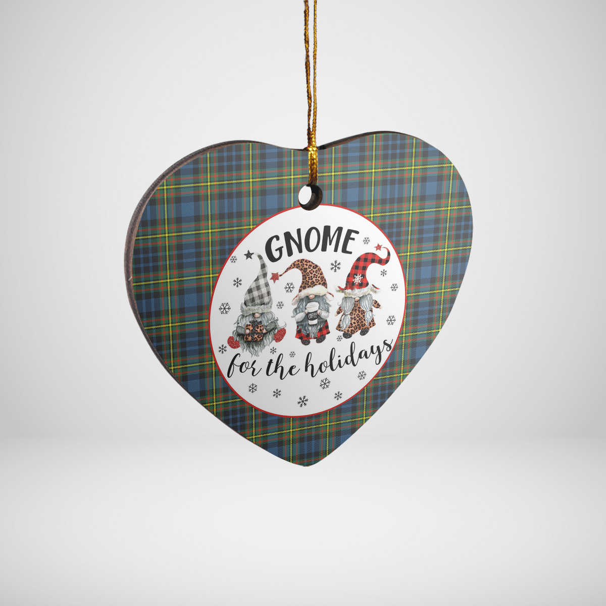 Clan MacLellan Ancient Tartan Tartan Crest Gnome Heart Ceramic Ornament WN19 MacLellan Ancient Tartan Tartan Christmas   