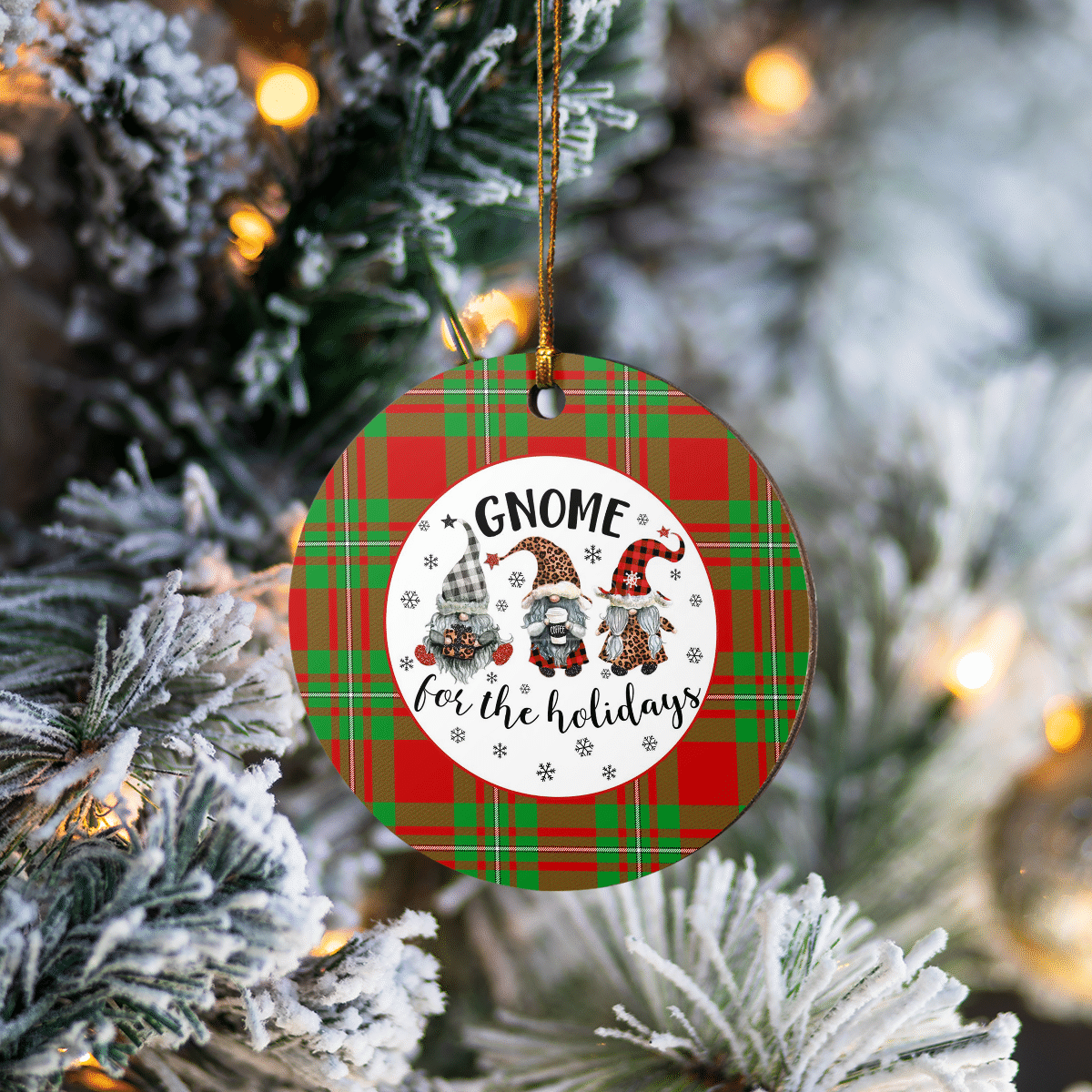 Clan MacGregor Modern Tartan Tartan Crest Gnome Round Ceramic Ornament AG10 MacGregor Modern Tartan Tartan Christmas   