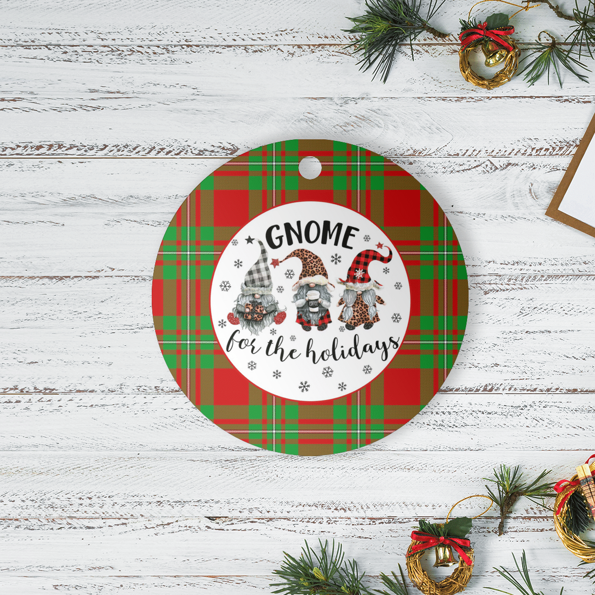 Clan MacGregor Modern Tartan Tartan Crest Gnome Round Ceramic Ornament AG10 MacGregor Modern Tartan Tartan Christmas   