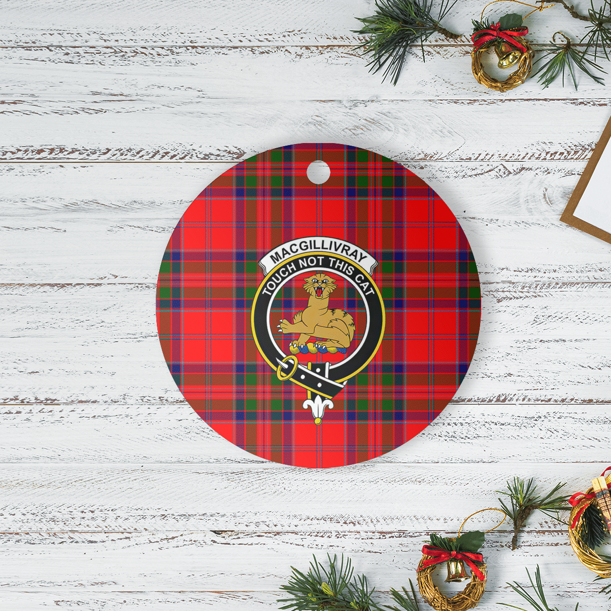 Clan MacGillivray Modern Tartan Crest Round Ceramic Ornament ID58 MacGillivray Modern Tartan Tartan Christmas   