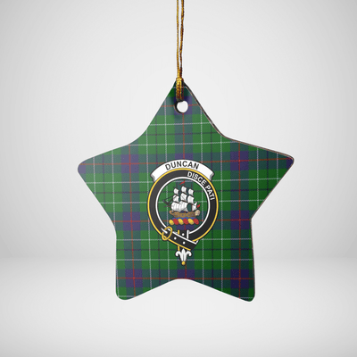 Clan Duncan Modern Tartan Crest Star Ceramic Ornament