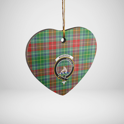Clan Muirhead Tartan Crest Heart Ceramic Ornament