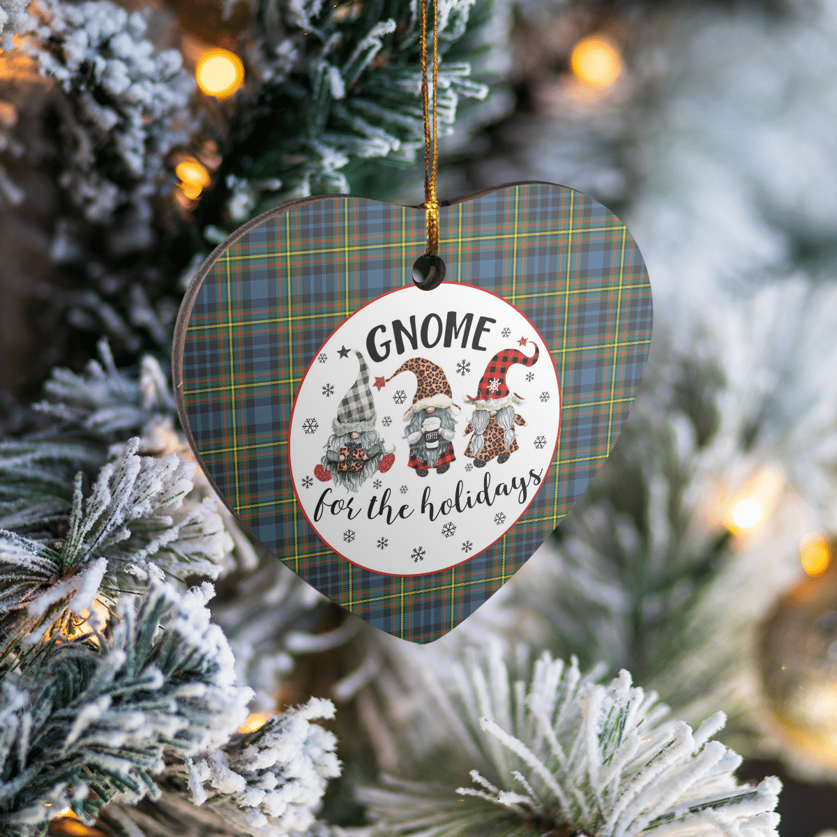 Clan MacLellan Ancient Tartan Tartan Crest Gnome Heart Ceramic Ornament WN19 MacLellan Ancient Tartan Tartan Christmas   