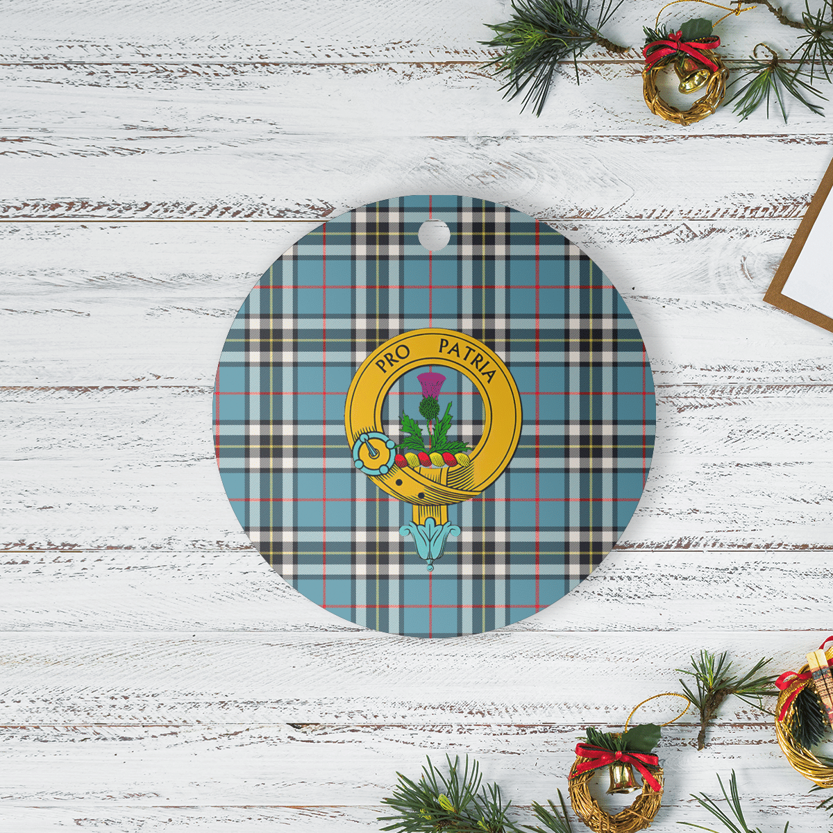 Clan Thomson Tartan Crest Round Ceramic Ornament CX38 Thomson Tartan Tartan Christmas   