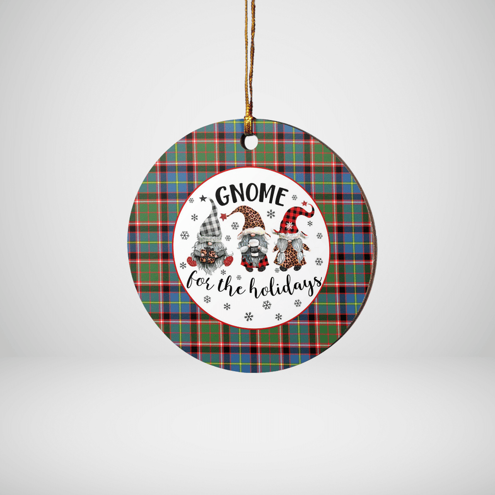 Clan Norvel (Stirling) Tartan Tartan Crest Gnome Round Ceramic Ornament QH32 Norvel (Stirling) Tartan Tartan Christmas   