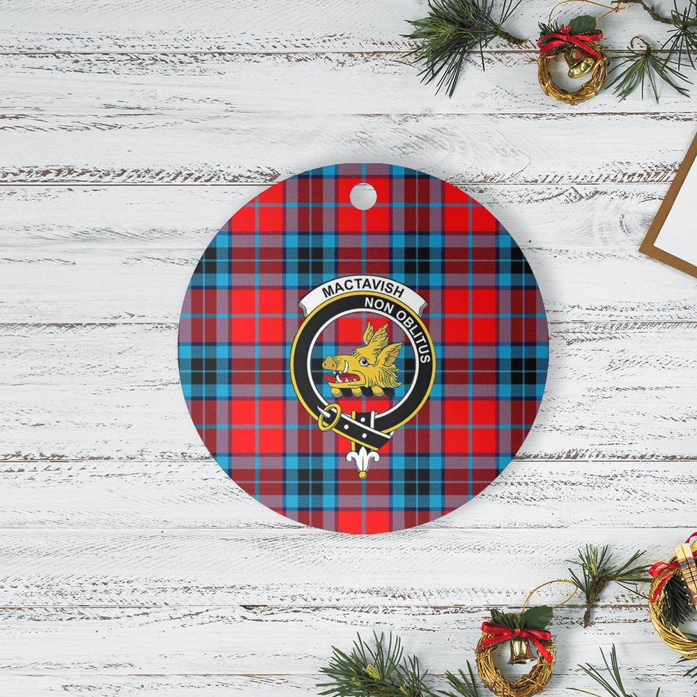 Clan MacTavish Modern Tartan Crest Round Ceramic Ornament FZ91 MacTavish Modern Tartan Tartan Christmas   