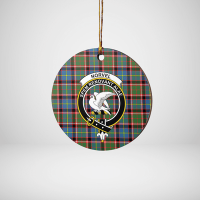 Clan Norvel (Stirling) Tartan Crest Round Ceramic Ornament
