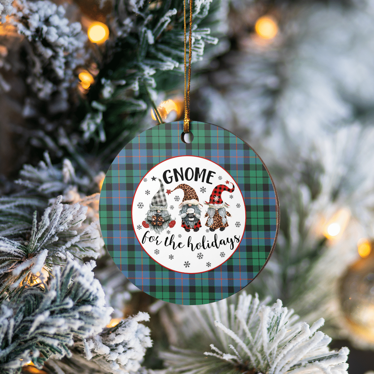 Clan Morrison Ancient Tartan Tartan Crest Gnome Round Ceramic Ornament QV21 Morrison Ancient Tartan Tartan Christmas   
