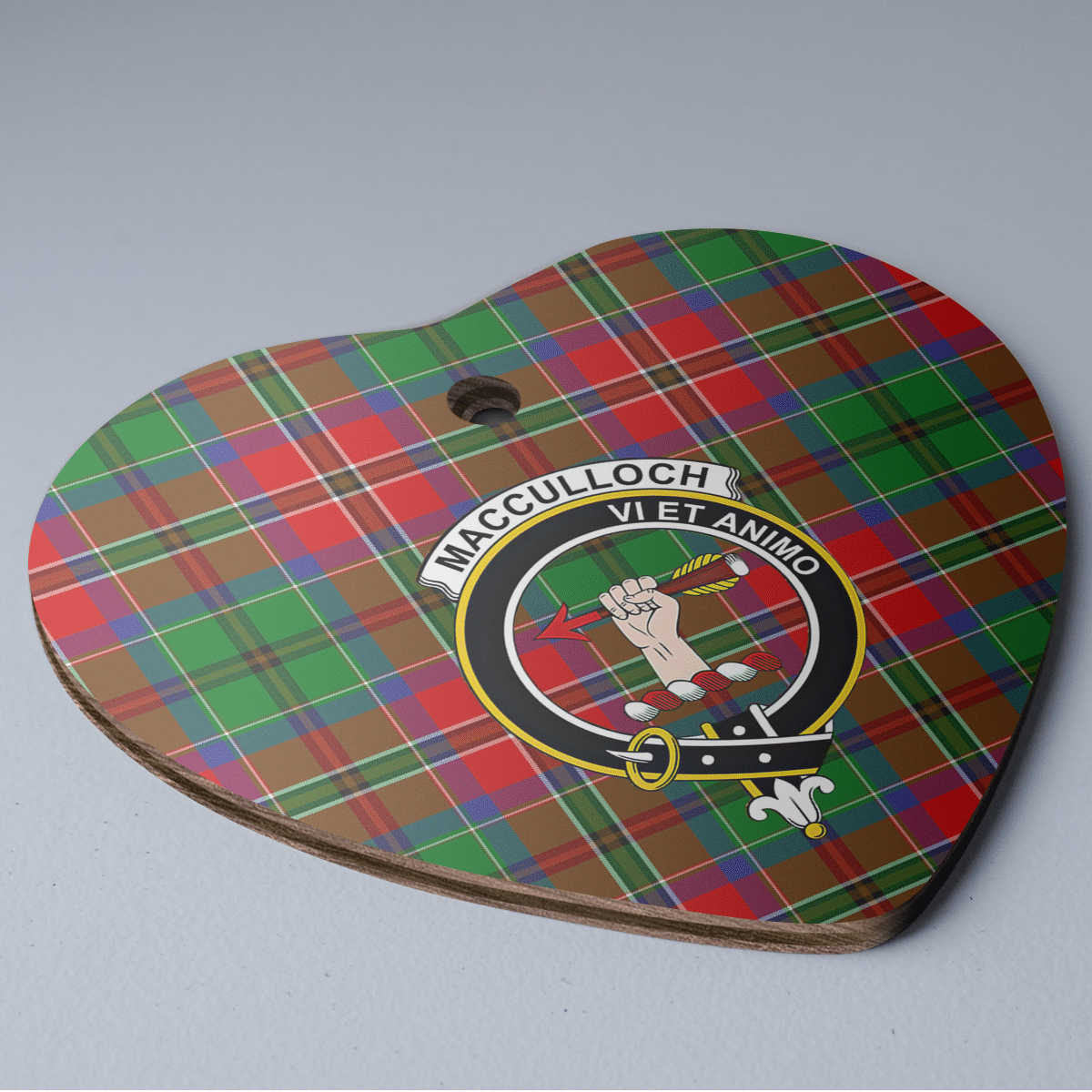Clan MacCulloch Tartan Crest Heart Ceramic Ornament YQ54 MacCulloch Tartan Tartan Christmas   