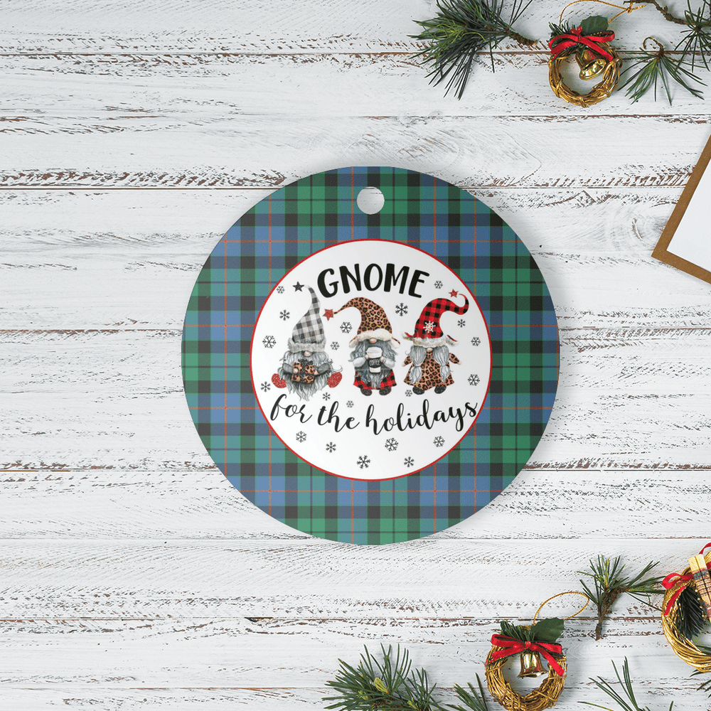 Clan Morrison Ancient Tartan Tartan Crest Gnome Round Ceramic Ornament QV21 Morrison Ancient Tartan Tartan Christmas   