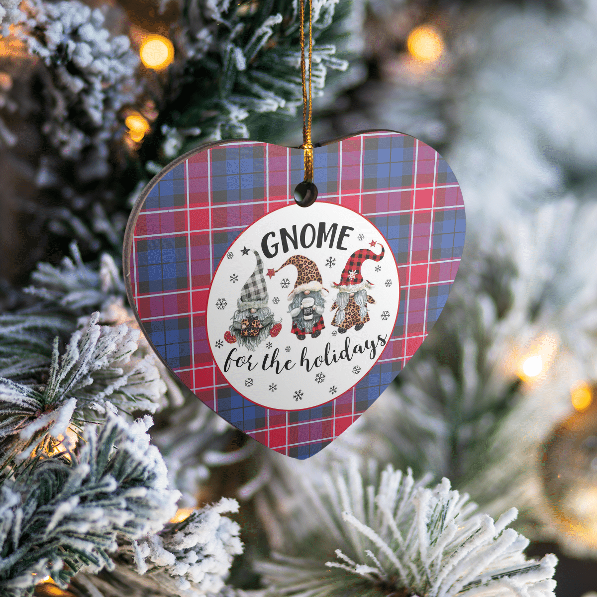 Clan Graham of Menteith Red Tartan Tartan Crest Gnome Heart Ceramic Ornament EG16 Graham of Menteith Red Tartan Tartan Christmas   