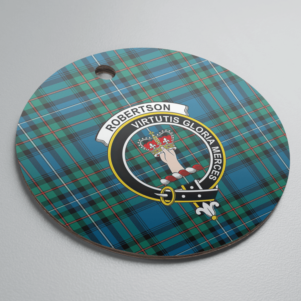 Clan Robertson Hunting Ancient Tartan Crest Round Ceramic Ornament SH10 Robertson Hunting Ancient Tartan Tartan Christmas   