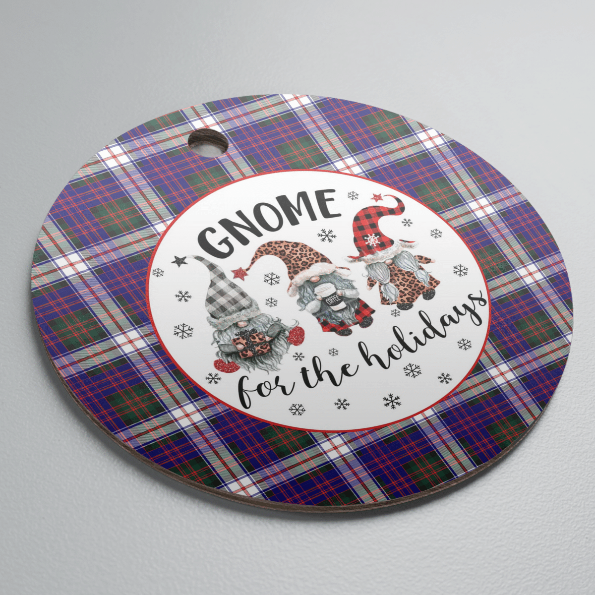 Clan MacDonald Dress Modern Tartan Tartan Crest Gnome Round Ceramic Ornament CU25 MacDonald Dress Modern Tartan Tartan Christmas   