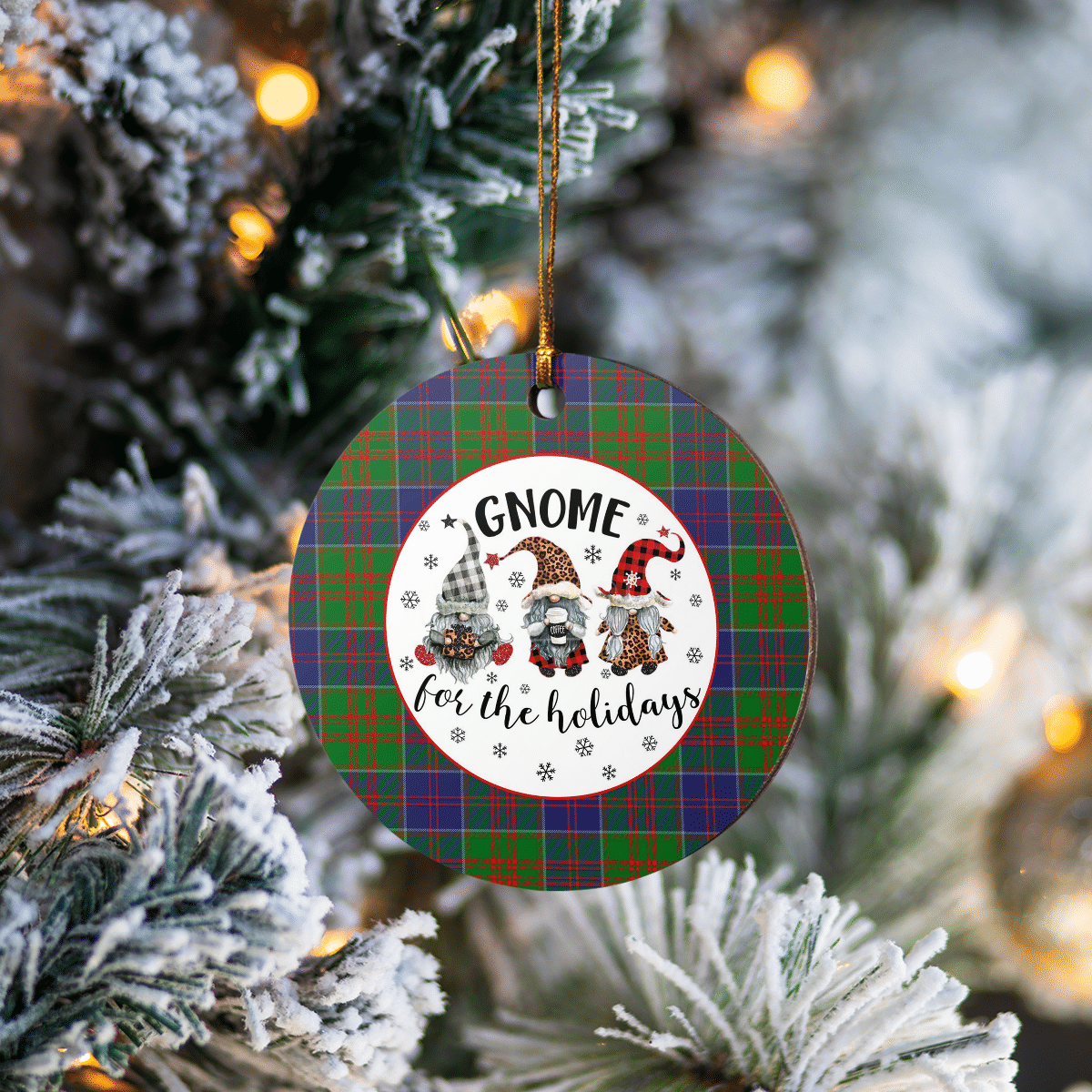 Clan Stewart of Appin Hunting Modern Tartan Tartan Crest Gnome Round Ceramic Ornament XZ32 Stewart of Appin Hunting Modern Tartan Tartan Christmas   
