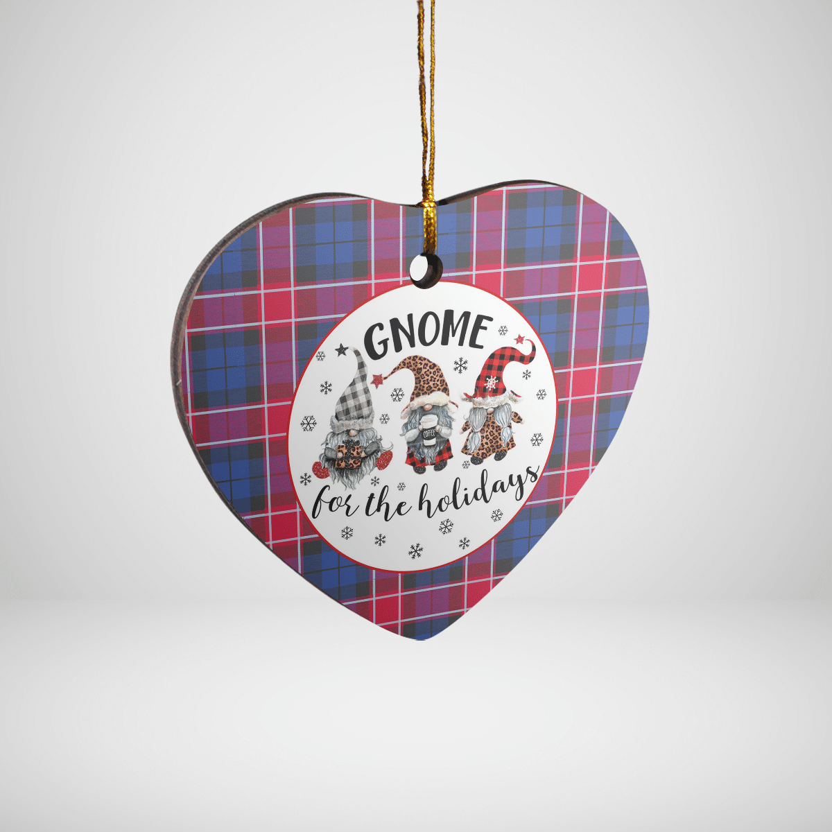 Clan Graham of Menteith Red Tartan Tartan Crest Gnome Heart Ceramic Ornament EG16 Graham of Menteith Red Tartan Tartan Christmas   