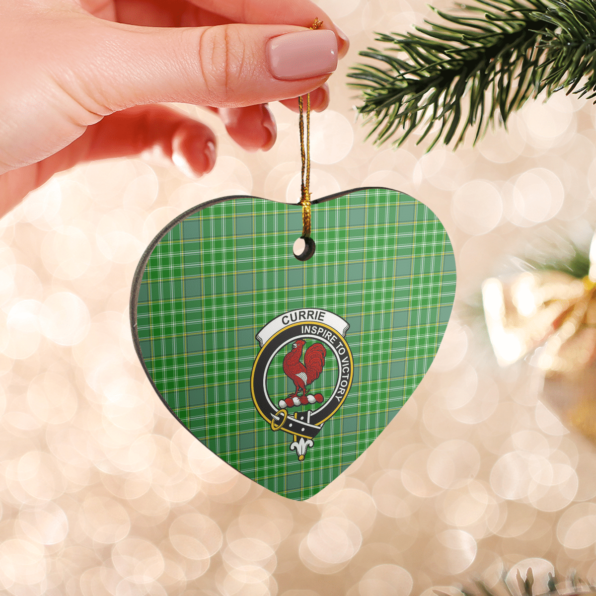 Clan Currie Tartan Crest Heart Ceramic Ornament BO95 Currie Tartan Tartan Christmas   