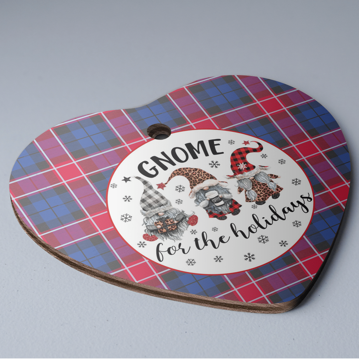 Clan Graham of Menteith Red Tartan Tartan Crest Gnome Heart Ceramic Ornament EG16 Graham of Menteith Red Tartan Tartan Christmas   