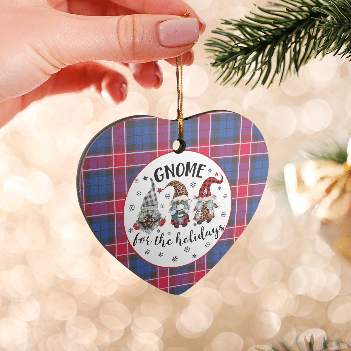 Clan Graham of Menteith Red Tartan Tartan Crest Gnome Heart Ceramic Ornament EG16 Graham of Menteith Red Tartan Tartan Christmas   