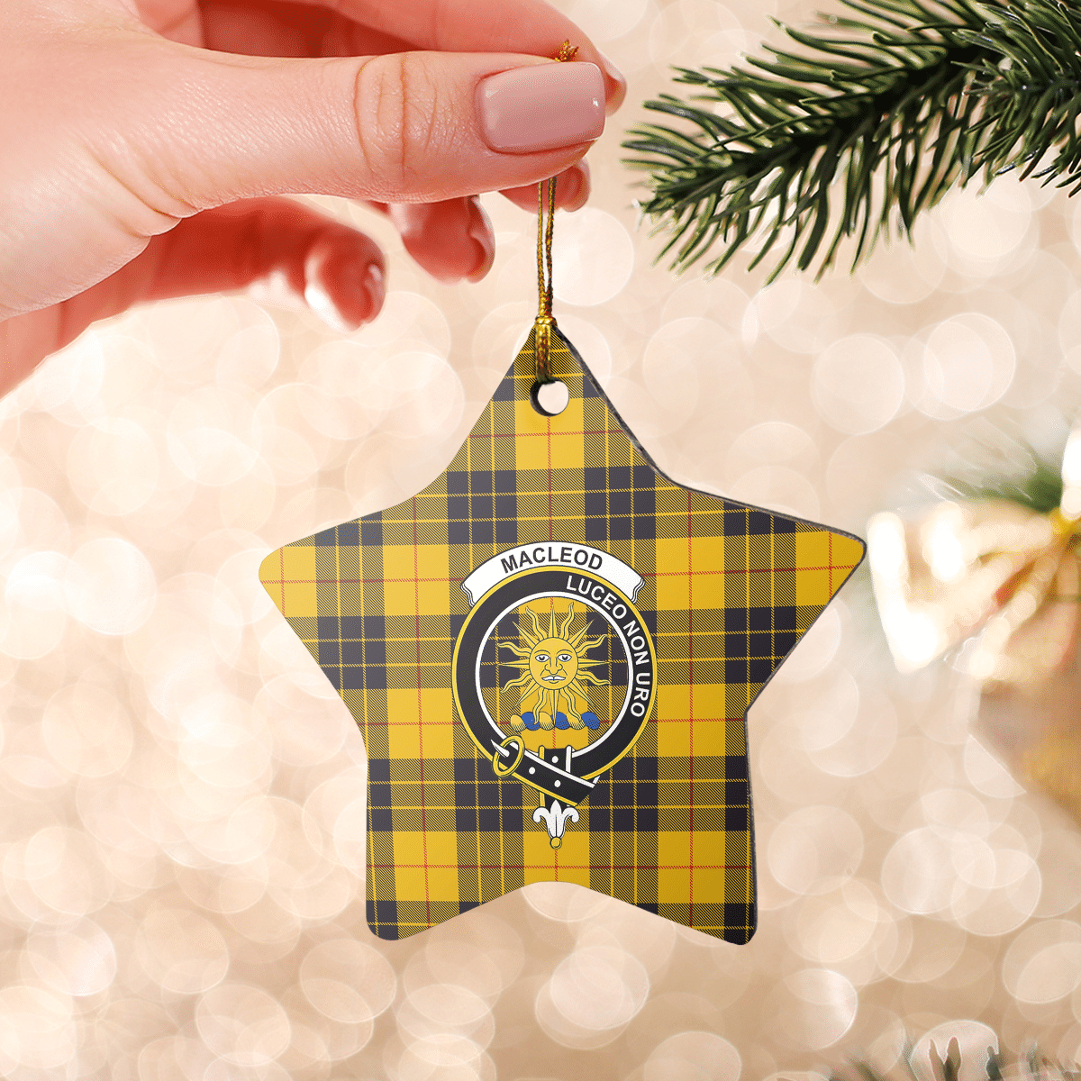 Clan MacLeod of Lewis Ancient Tartan Crest Star Ceramic Ornament DU45 MacLeod of Lewis Ancient Tartan Tartan Christmas   