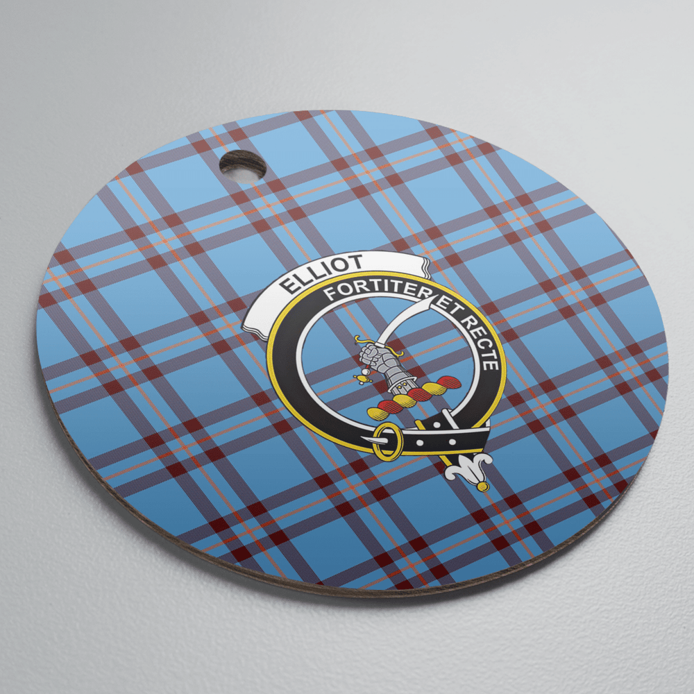 Clan Elliot Ancient Tartan Crest Round Ceramic Ornament PZ41 Elliot Ancient Tartan Tartan Christmas   