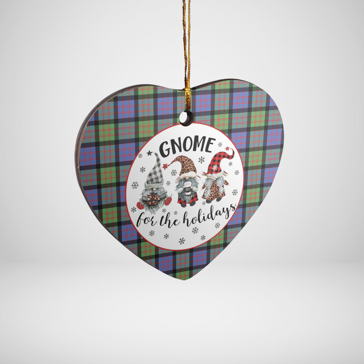 Clan MacDonald Ancient Tartan Tartan Crest Gnome Heart Ceramic Ornament HW14 MacDonald Ancient Tartan Tartan Christmas   