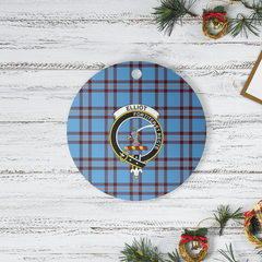 Clan Elliot Ancient Tartan Crest Round Ceramic Ornament PZ41 Elliot Ancient Tartan Tartan Christmas   