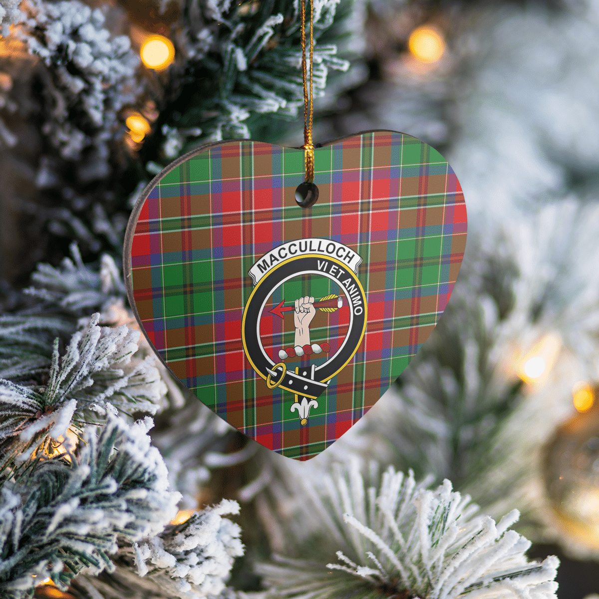 Clan MacCulloch Tartan Crest Heart Ceramic Ornament YQ54 MacCulloch Tartan Tartan Christmas   