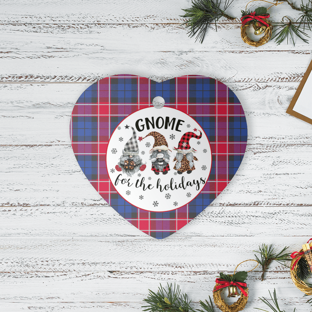 Clan Graham of Menteith Red Tartan Tartan Crest Gnome Heart Ceramic Ornament EG16 Graham of Menteith Red Tartan Tartan Christmas   