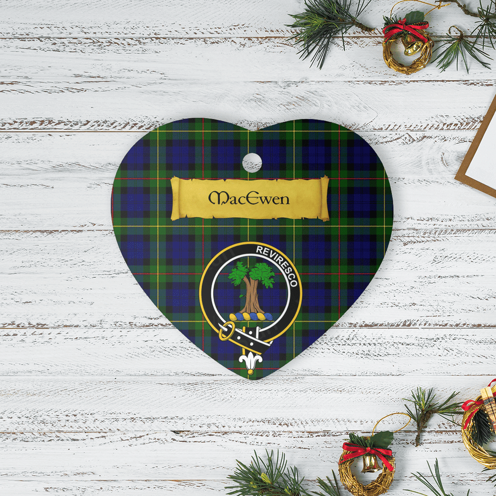 Clan MacEwen Modern Tartan Crest Heart Ceramic Ornament UL45 MacEwen Modern Tartan Tartan Christmas   