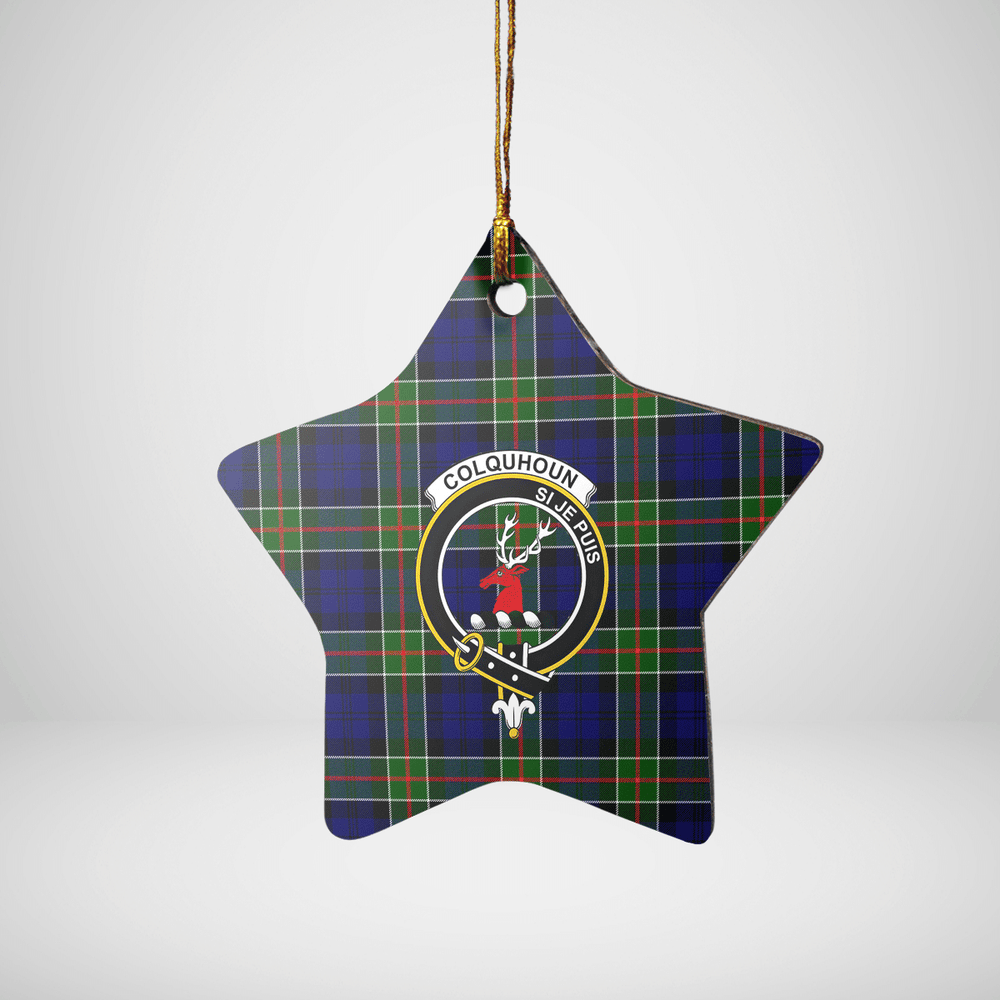 Clan Colquhoun Modern Tartan Crest Star Ceramic Ornament JD35 Colquhoun Modern Tartan Tartan Christmas   