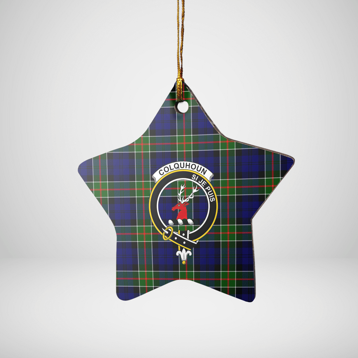 Clan Colquhoun Modern Tartan Crest Star Ceramic Ornament JD35 Colquhoun Modern Tartan Tartan Christmas   