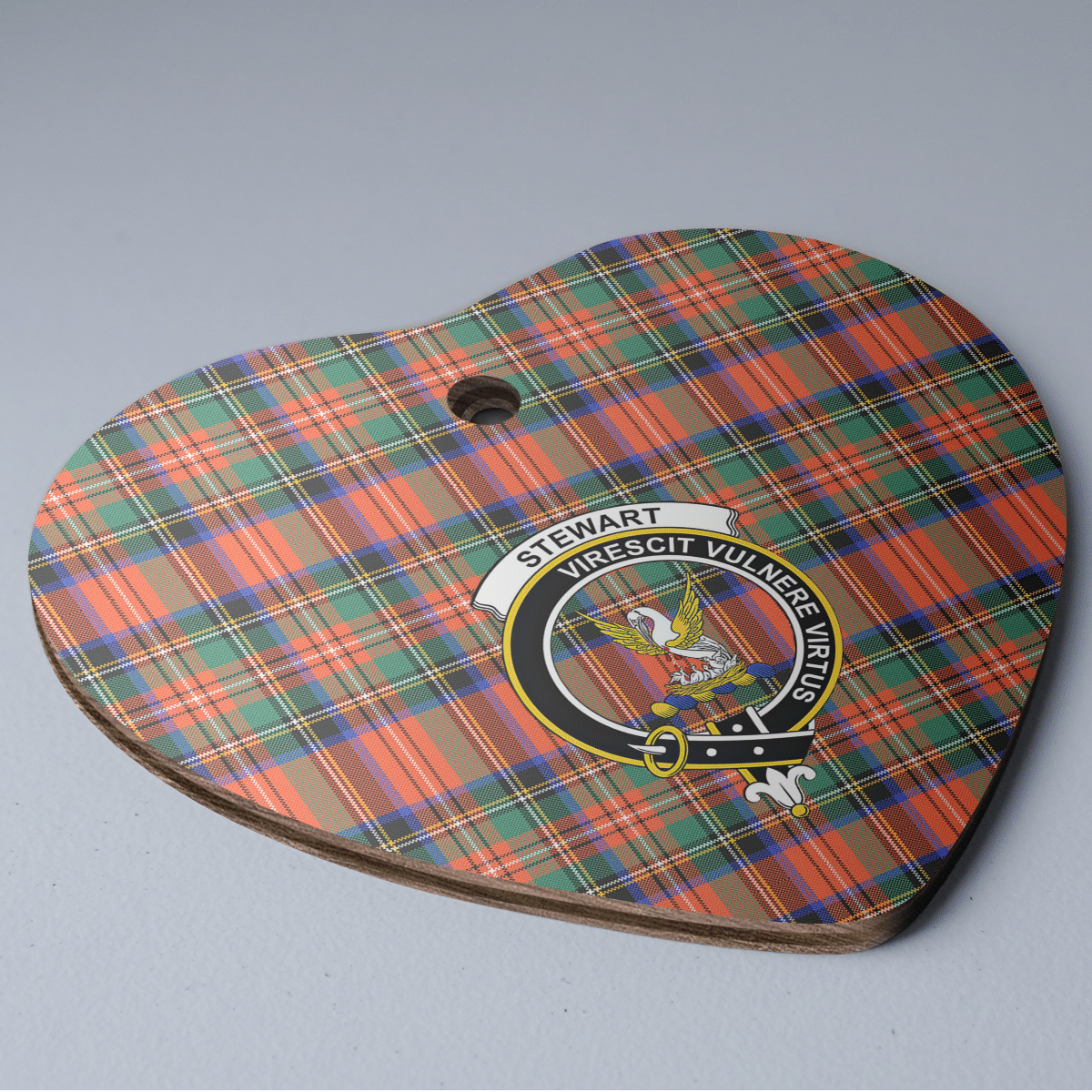 Clan Stewart Royal Ancient Tartan Crest Heart Ceramic Ornament VK89 Stewart Royal Ancient Tartan Tartan Christmas   