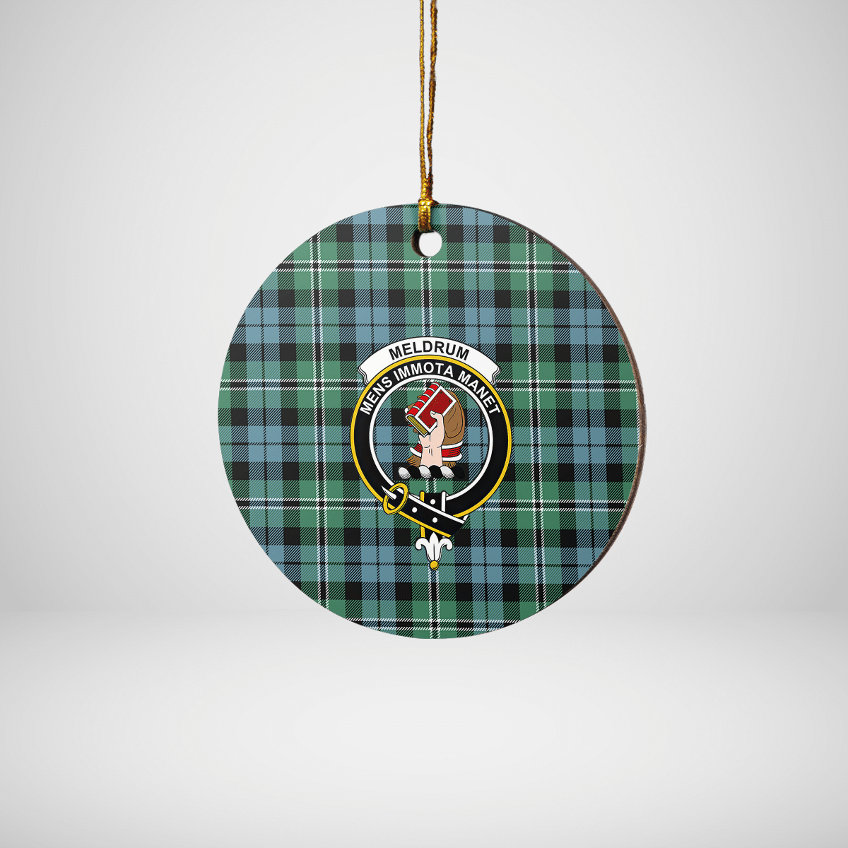 Clan Melville Tartan Crest Round Ceramic Ornament NP15 Melville Tartan Tartan Christmas   