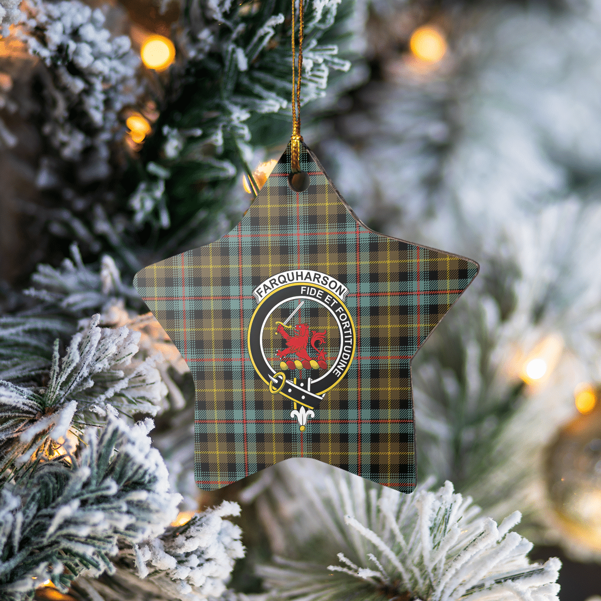 Clan Farquharson Weathered Tartan Crest Star Ceramic Ornament UM17 Farquharson Weathered Tartan Tartan Christmas   