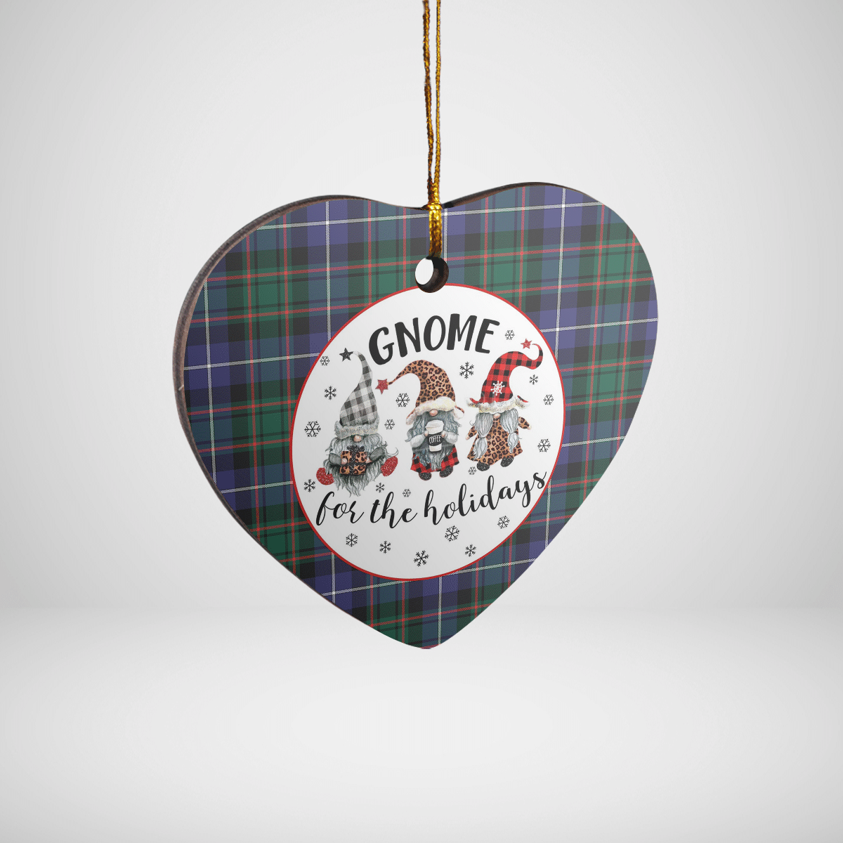 Clan MacRae Hunting Modern Tartan Tartan Crest Gnome Heart Ceramic Ornament ZQ49 MacRae Hunting Modern Tartan Tartan Christmas   