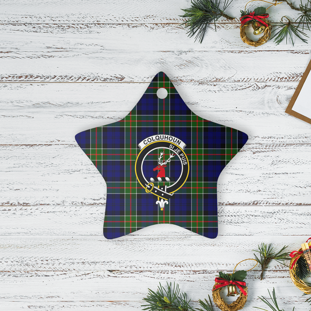 Clan Colquhoun Modern Tartan Crest Star Ceramic Ornament JD35 Colquhoun Modern Tartan Tartan Christmas   
