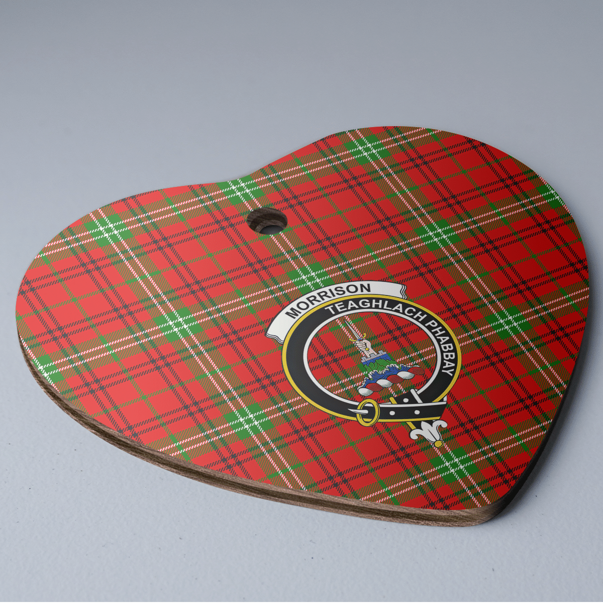 Clan Morrison Red Modern Tartan Crest Heart Ceramic Ornament NV38 Morrison Red Modern Tartan Tartan Christmas   