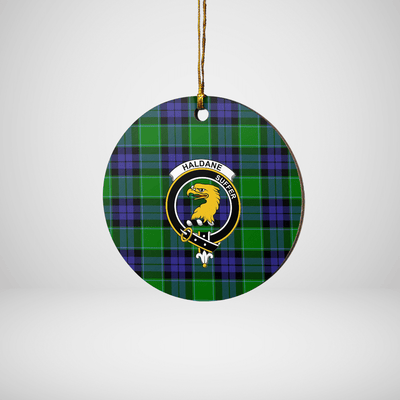 Clan Haldane 2 Tartan Crest Round Ceramic Ornament