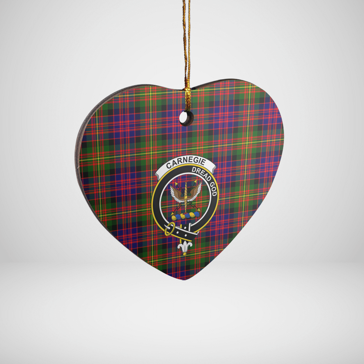 Clan Carnegie Modern Tartan Crest Heart Ceramic Ornament HY42 Carnegie Modern Tartan Tartan Christmas   