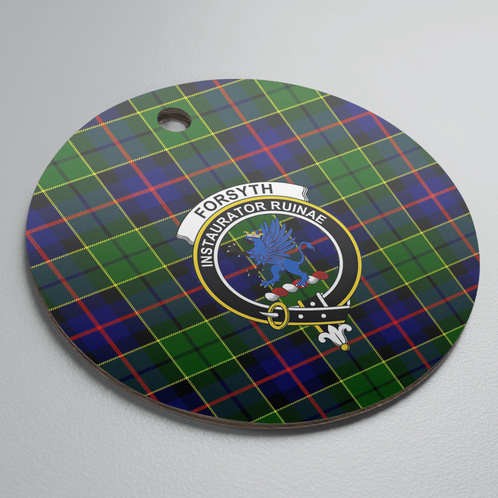 Clan Forsyth Modern Tartan Crest Round Ceramic Ornament HB17 Forsyth Modern Tartan Tartan Christmas   