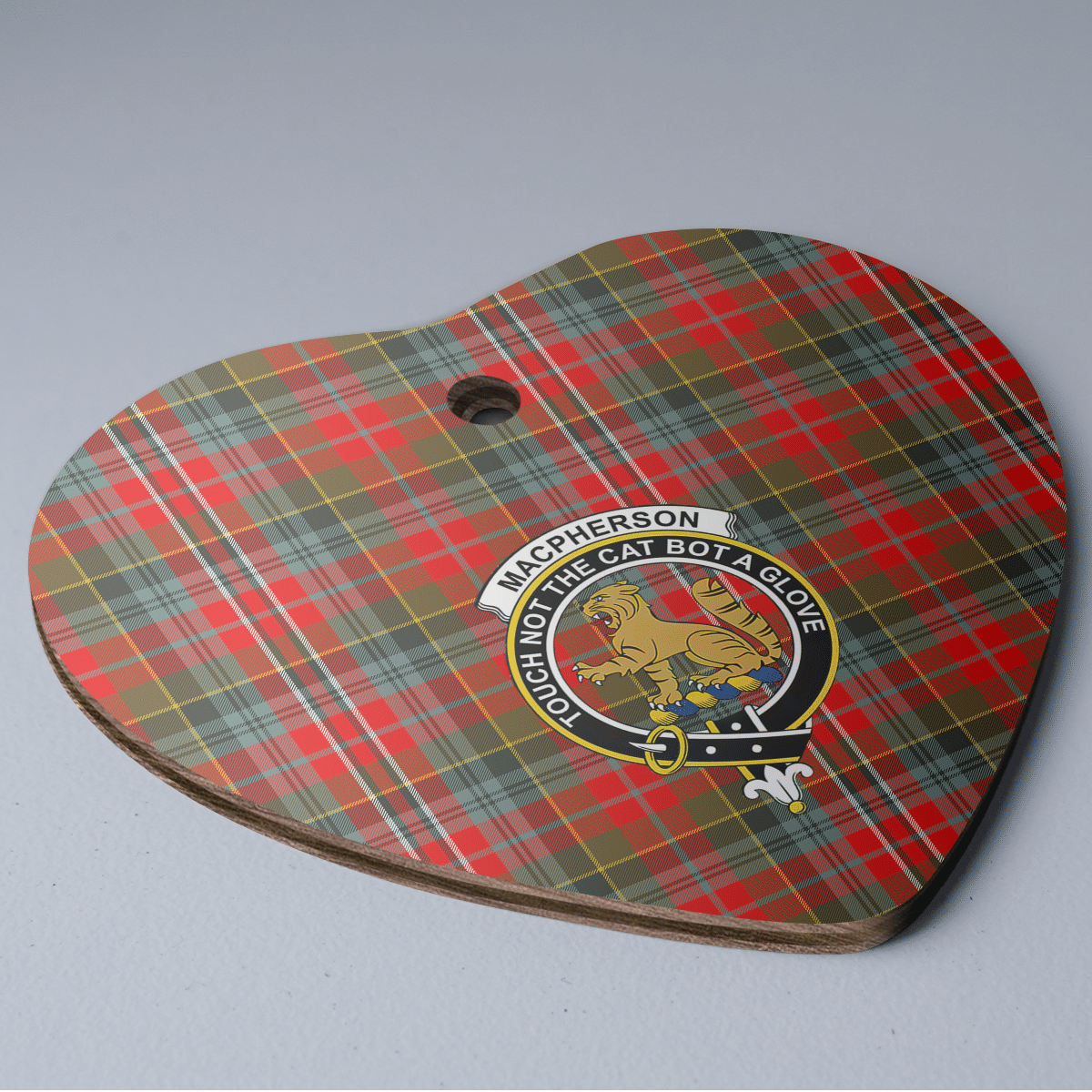 Clan MacPherson Weathered Tartan Crest Heart Ceramic Ornament RE37 MacPherson Weathered Tartan Tartan Christmas   
