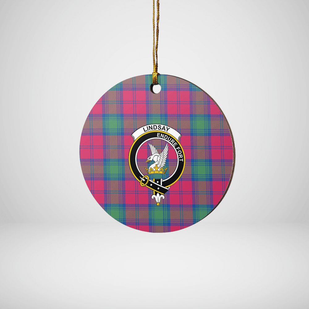 Clan Lindsay Ancient Tartan Crest Round Ceramic Ornament AE17 Lindsay Ancient Tartan Tartan Christmas   