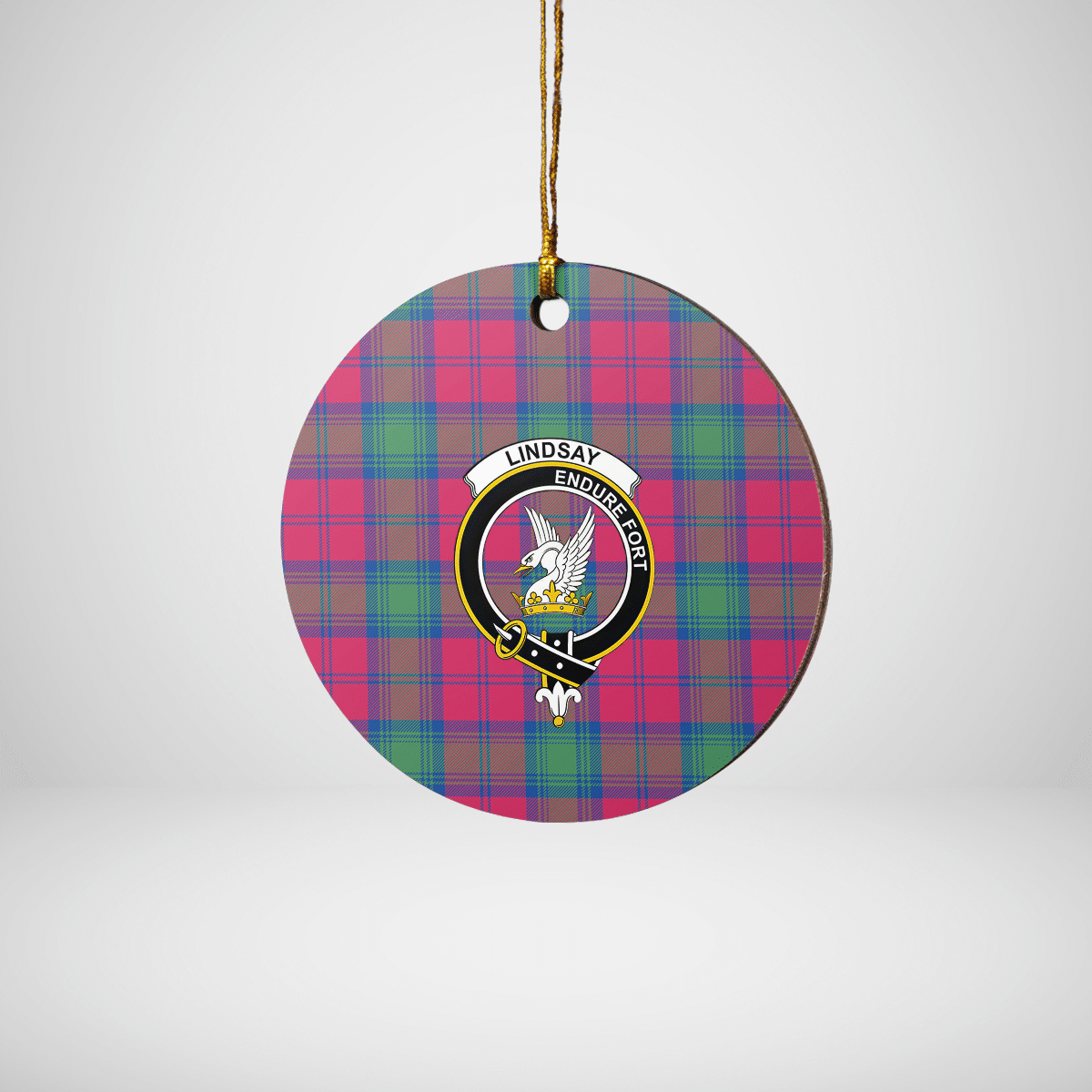 Clan Lindsay Ancient Tartan Crest Round Ceramic Ornament AE17 Lindsay Ancient Tartan Tartan Christmas   