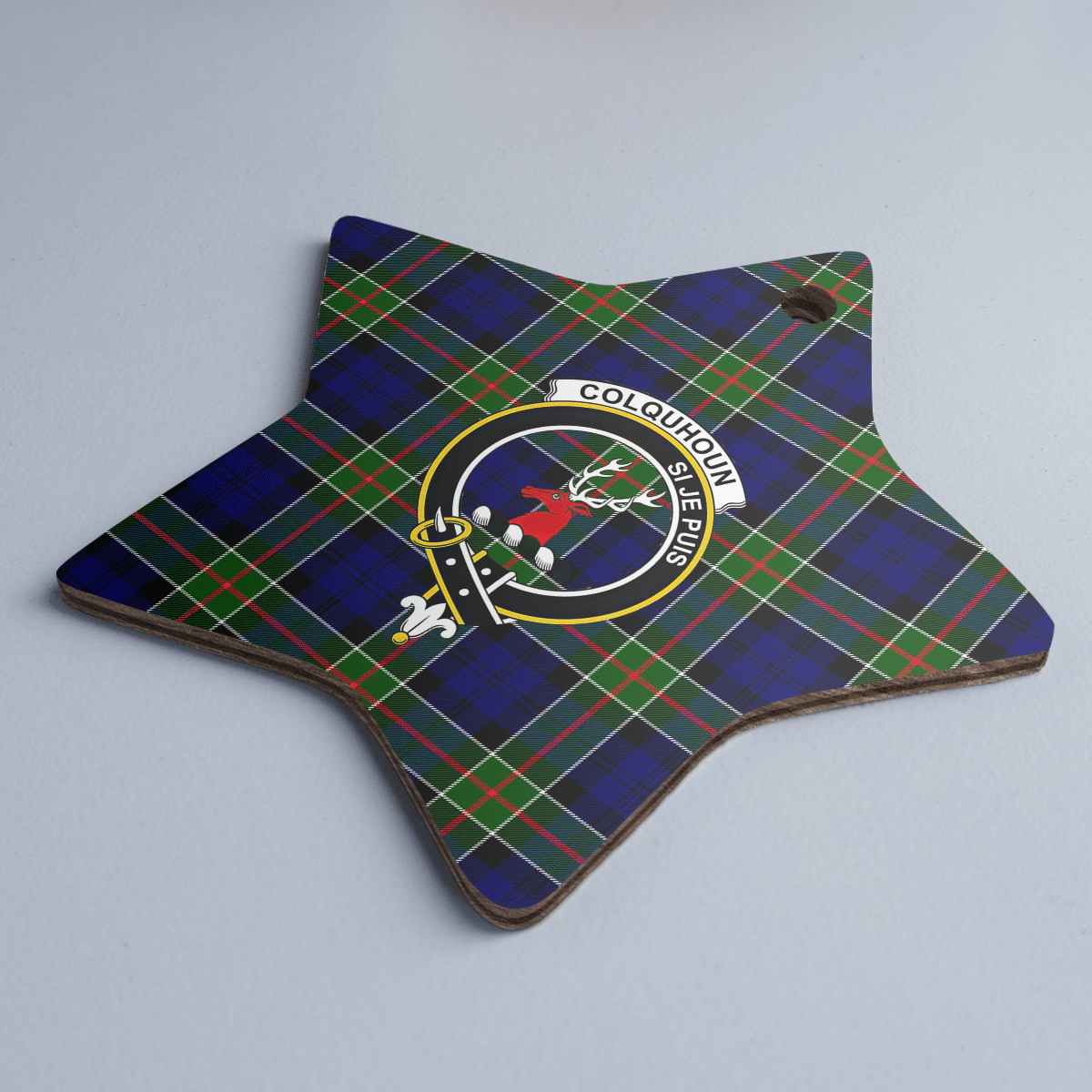 Clan Colquhoun Modern Tartan Crest Star Ceramic Ornament JD35 Colquhoun Modern Tartan Tartan Christmas   