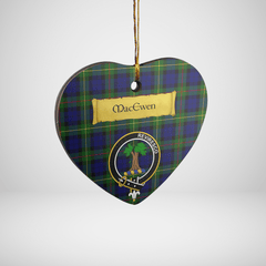 Clan MacEwen Modern Tartan Crest Heart Ceramic Ornament UL45 MacEwen Modern Tartan Tartan Christmas   