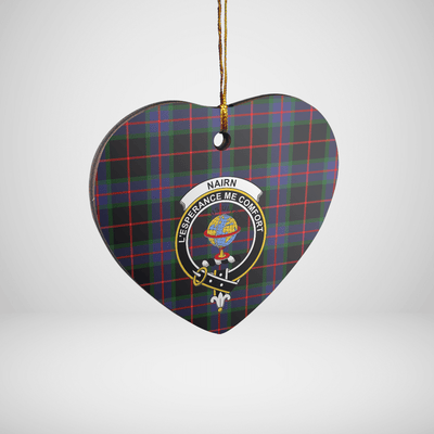 Clan Nairn Tartan Crest Heart Ceramic Ornament