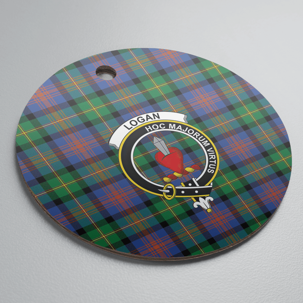 Clan Logan Ancient Tartan Crest Round Ceramic Ornament WO83 Logan Ancient Tartan Tartan Christmas   