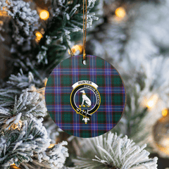 Clan Hunter Modern Tartan Crest Round Ceramic Ornament ZV73 Hunter Modern Tartan Tartan Christmas   