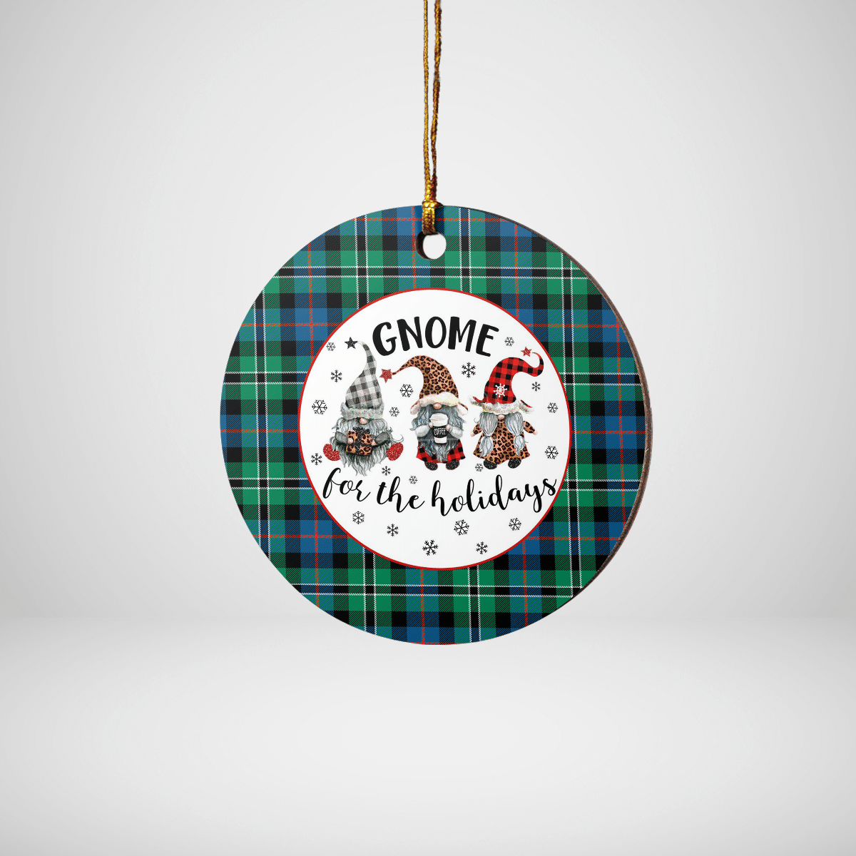 Clan Rose Hunting Ancient Tartan Tartan Crest Gnome Round Ceramic Ornament EO48 Rose Hunting Ancient Tartan Tartan Christmas   